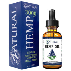 Zatural Hemp Oil Drops bottle showcases 3000mg strength for daily omega-3 and omega-6 support.