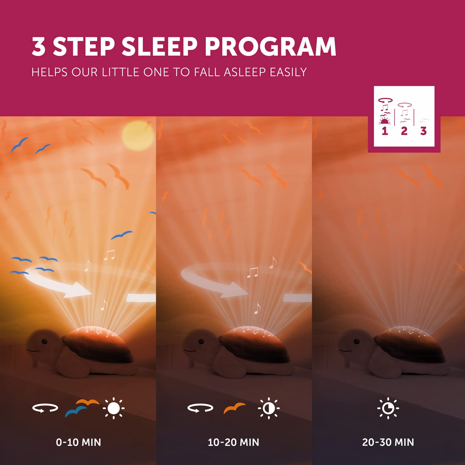 Underwater projections paired with ocean melodies create a gentle sleep ambiance
