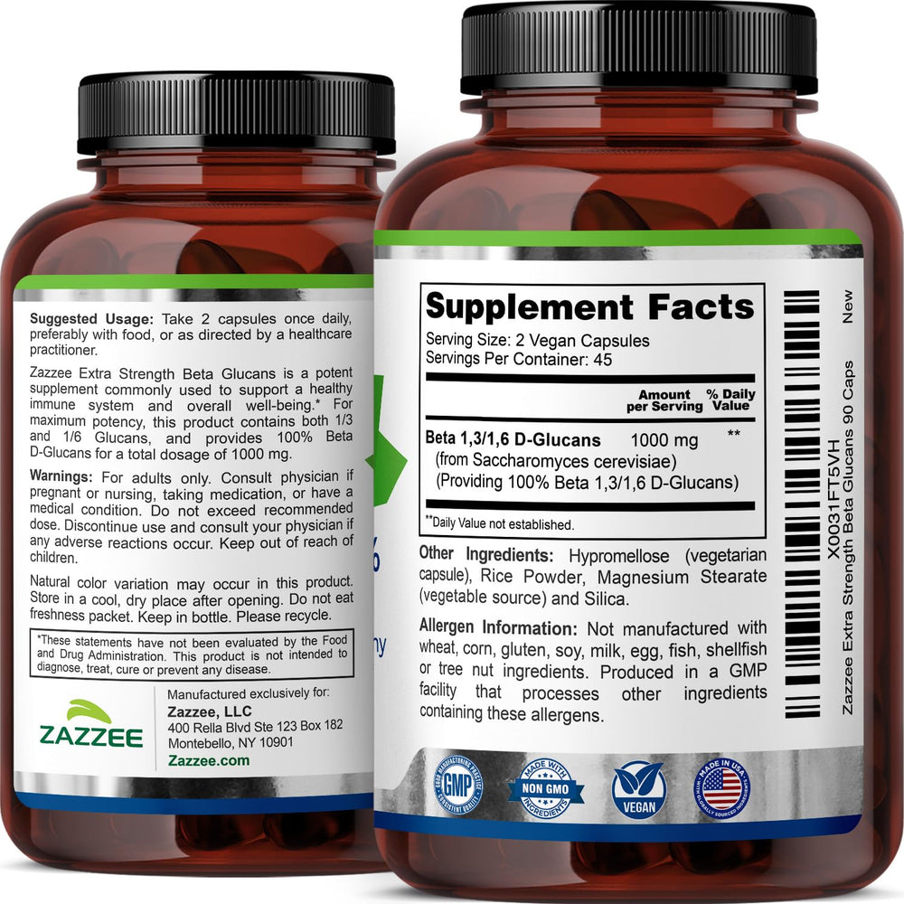Zazzee Beta Glucans bottle seal demonstrates safe, all natural non GMO ingredients.