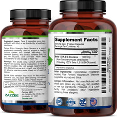 Zazzee Beta Glucans bottle seal demonstrates safe, all natural non GMO ingredients.