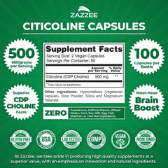 Zazzee Citicoline bottle being poured for convenient daily use