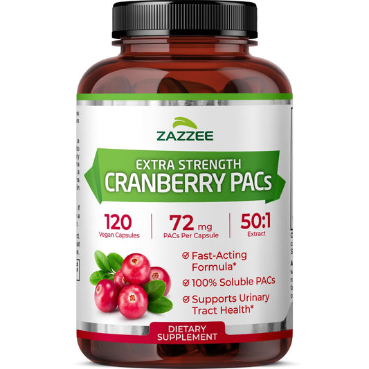Zazzee Cranberry PACs bottle front for daily supplementation
