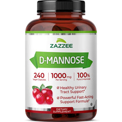 Zazzee D-Mannose bottle front view for natural urinary tract support