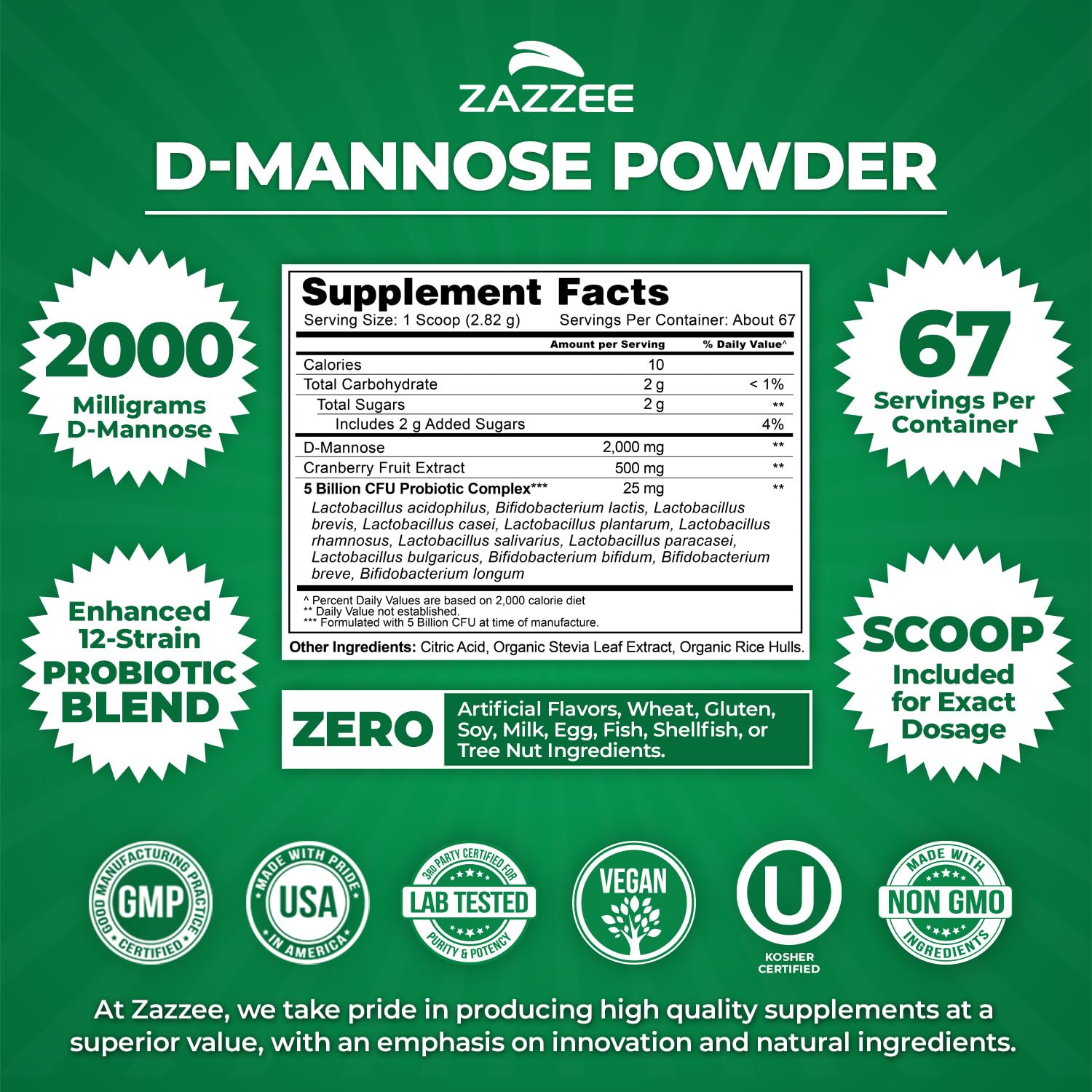 Cranberry extract alongside Zazzee D-Mannose Powder Plus for daily use.