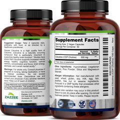 Zazzee product label close up shows ingredients and purity