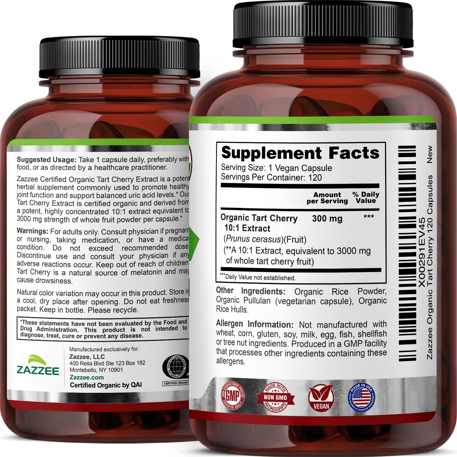 Natural ingredients panel highlights organic stabilizers and absence of fillers.