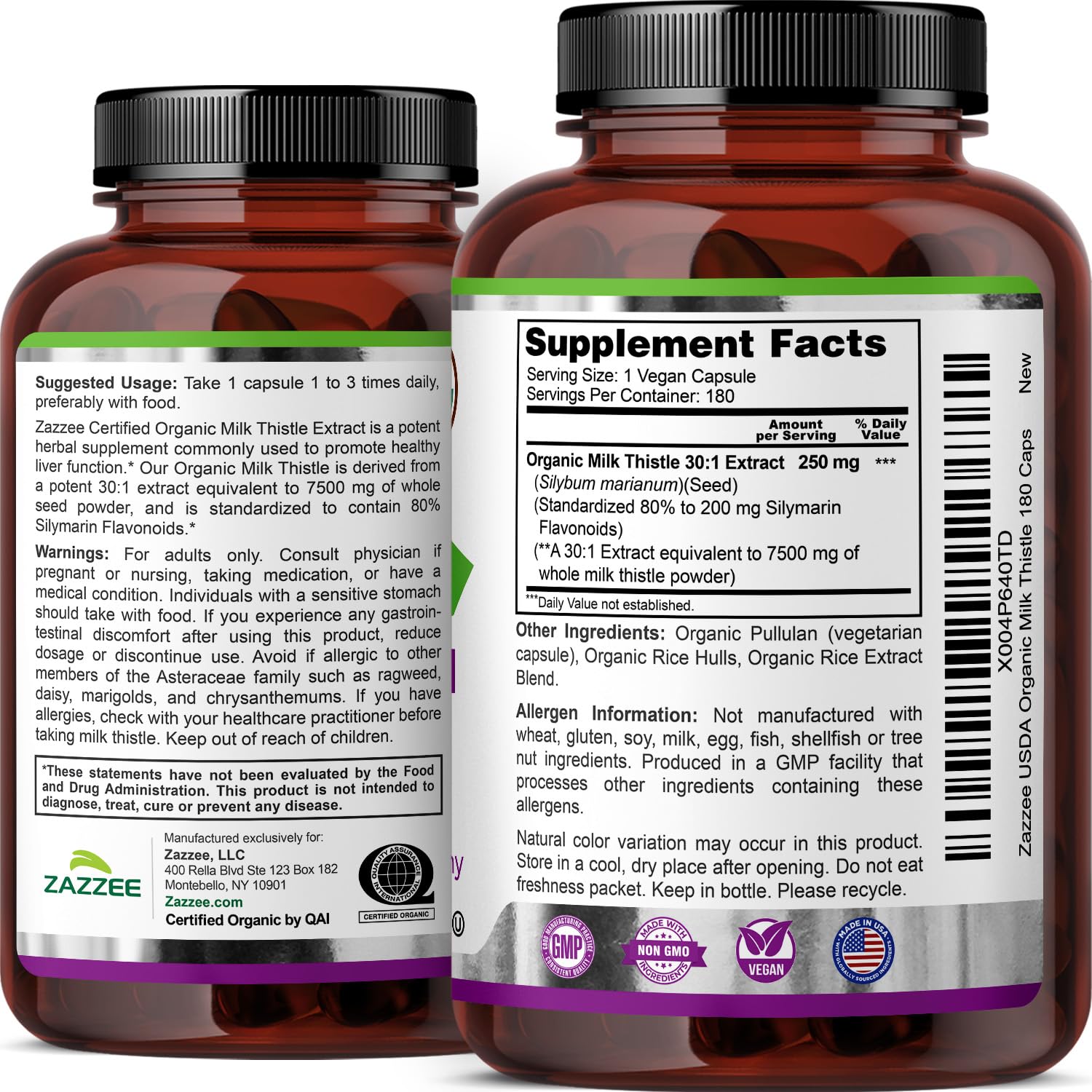Zazzee Organic Milk Thistle bottle pour demonstrates easy daily dosing.