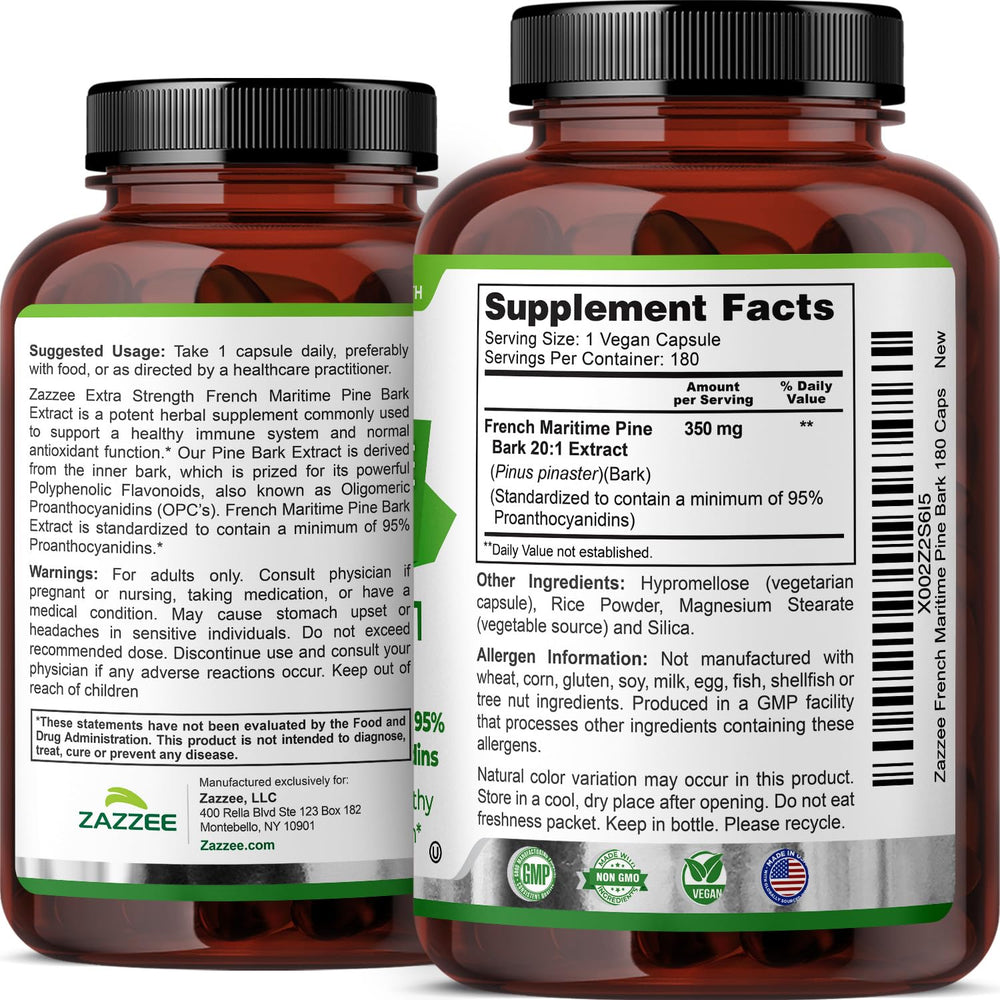 In-use scene with Zazzee Pine Bark Extract suggesting simple daily routine