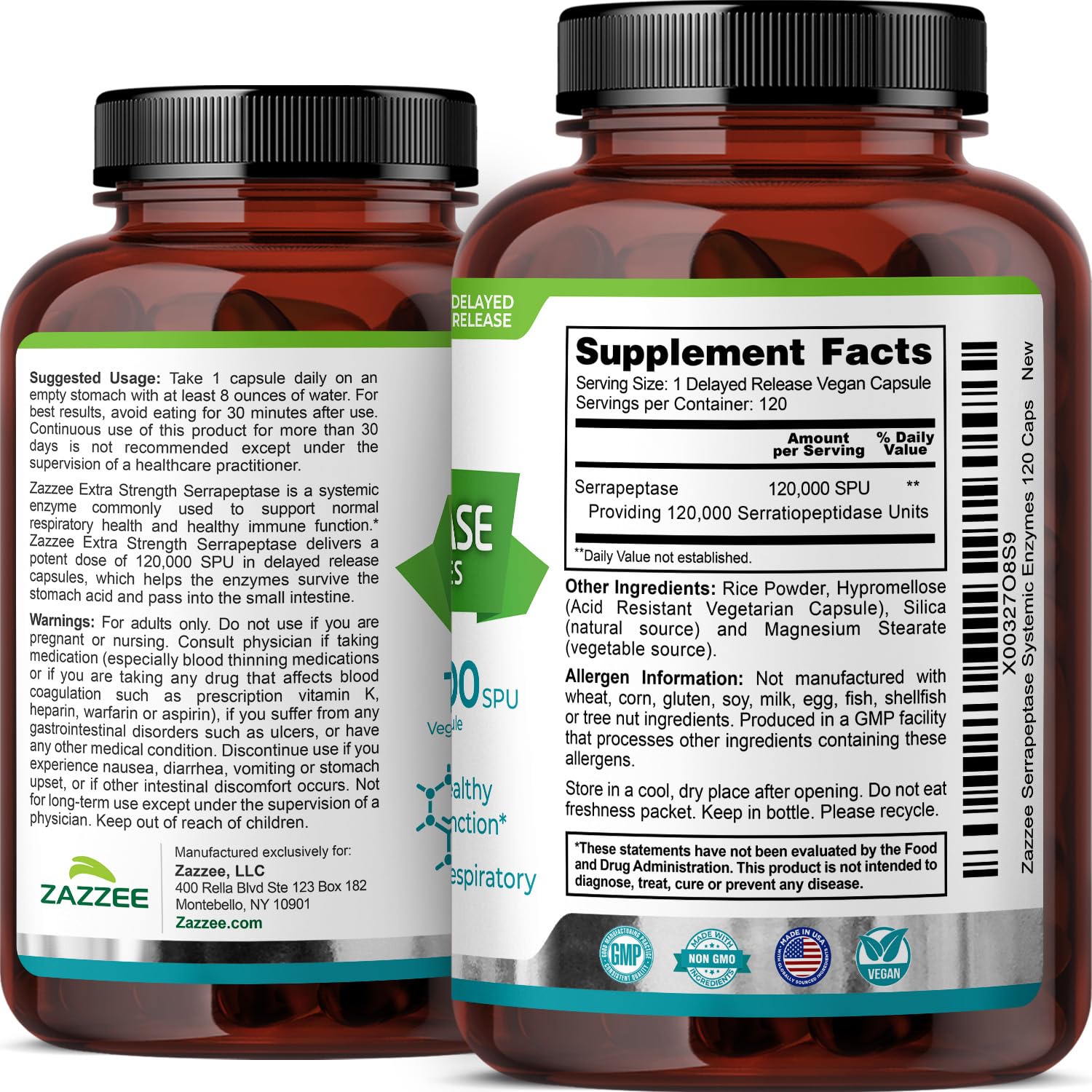 Zazzee Serrapeptase capsule pour demonstrating easy daily intake.