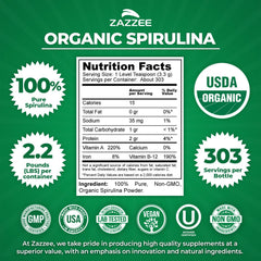 Zazzee spirulina powder scoop included for precise servings.