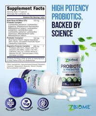 ZBIOME Probiotic 60B capsules close-up showing delayed-release design for gut delivery