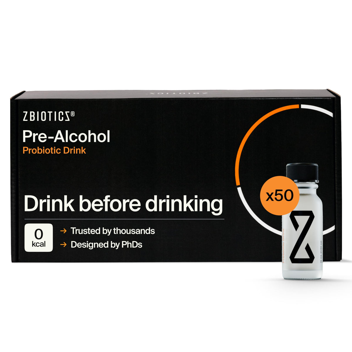 ZBiotics pre-alcohol probiotic bottle on table, signaling a smoother next morning.