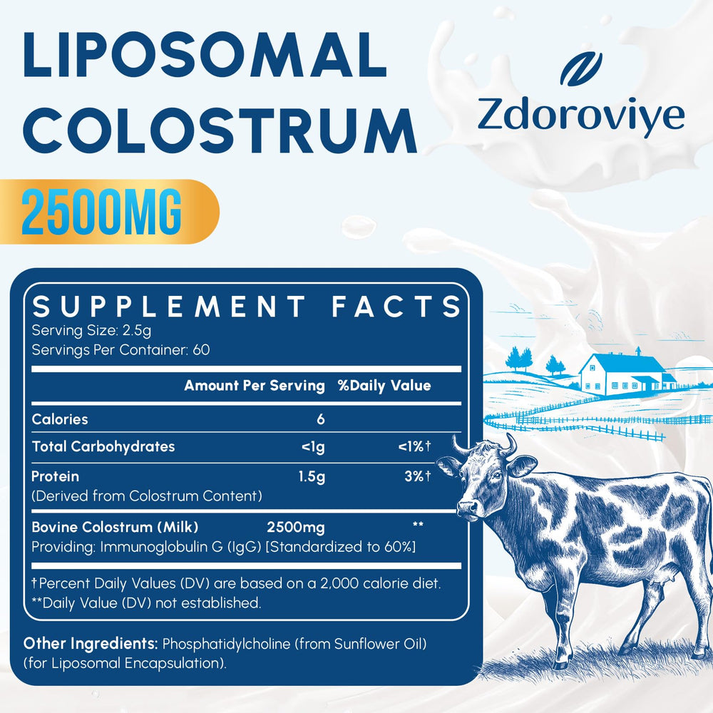 Zdoroviye packaging close-up showing premium pasture-fed colostrum quality