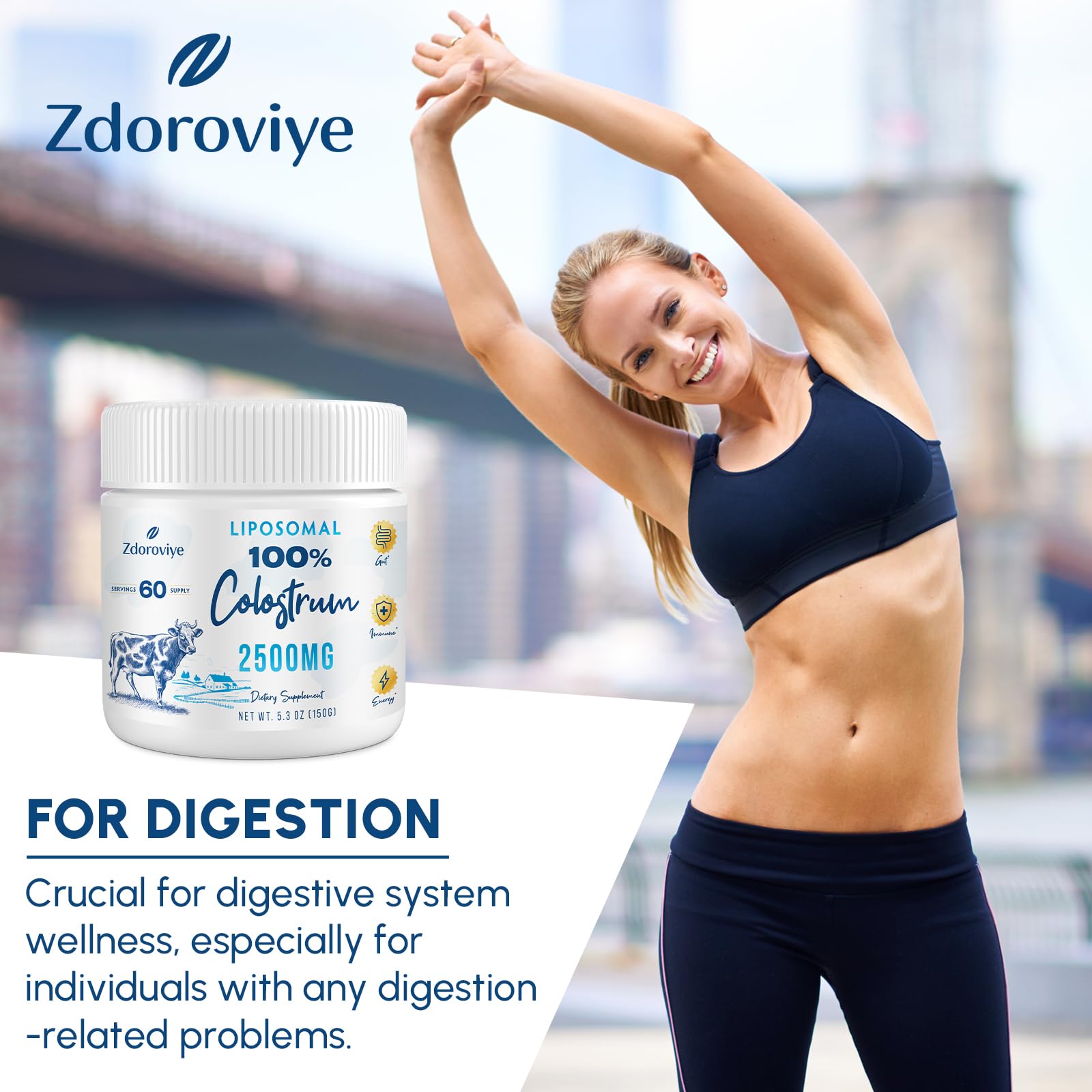 Serving portion of Zdoroviye liposomal bovine colostrum powder ready to use.