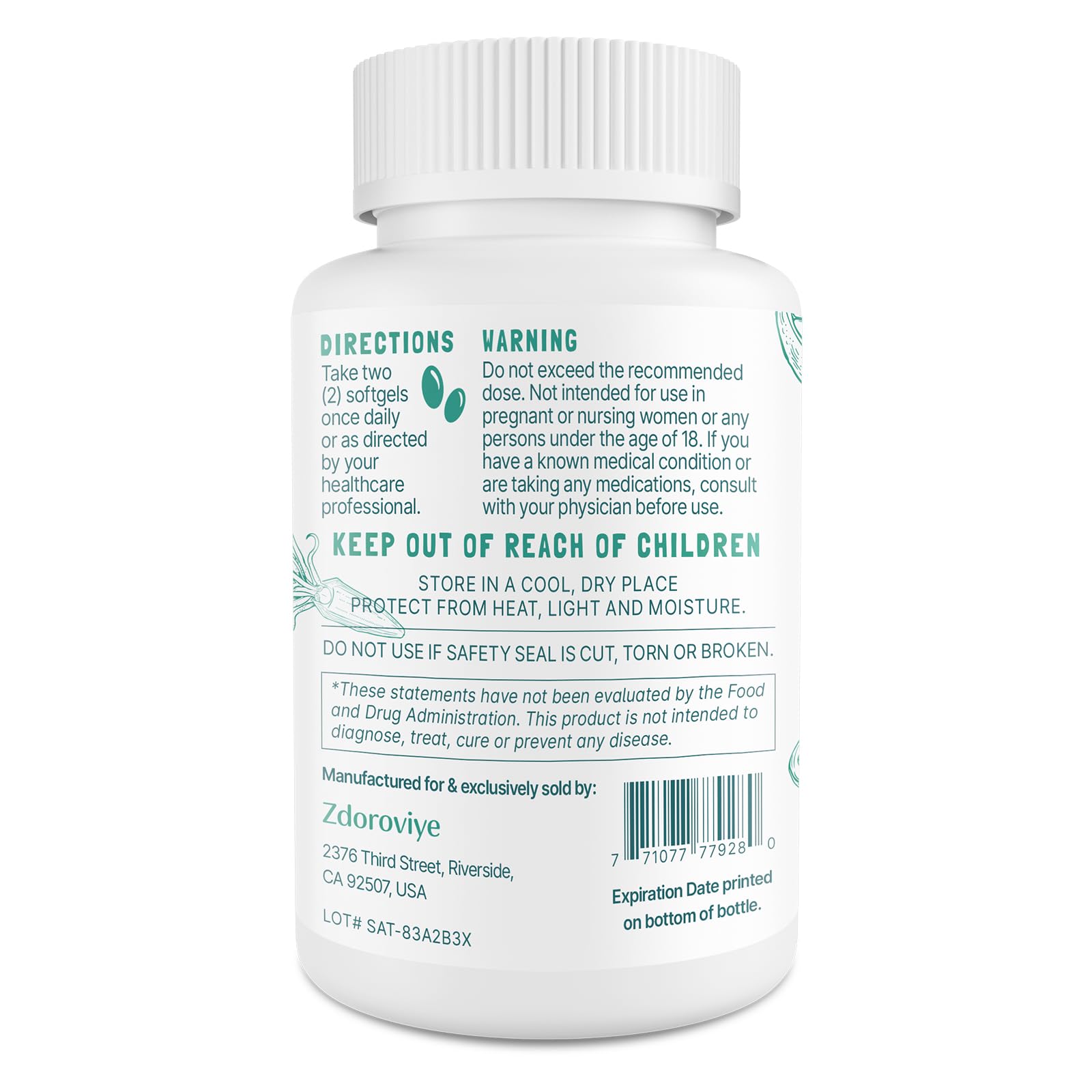 Zdoroviye Softgels closeup showing easy-to-swallow capsules
