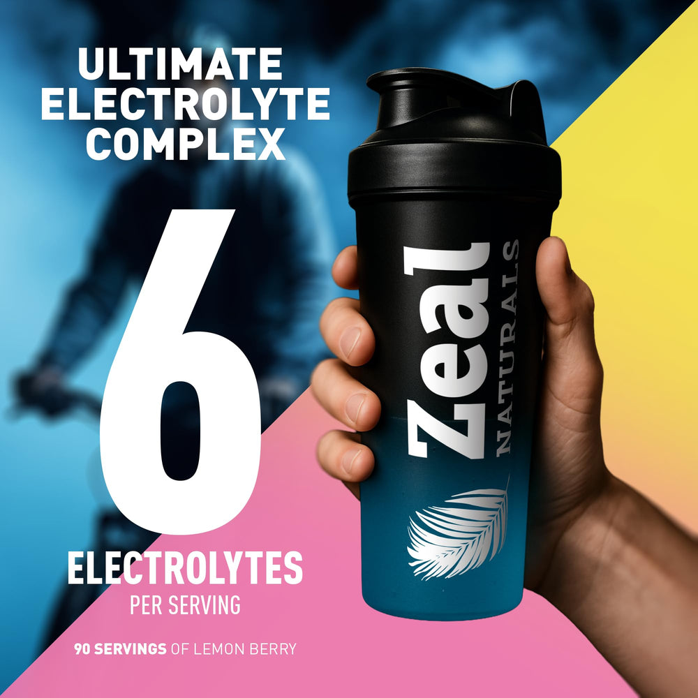 Zeal Electrolyte Powder mixed in a glass for refreshing hydration