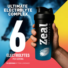 Zeal Electrolyte Powder pink Himalayan salt crystals emphasize mineral balance for endurance.