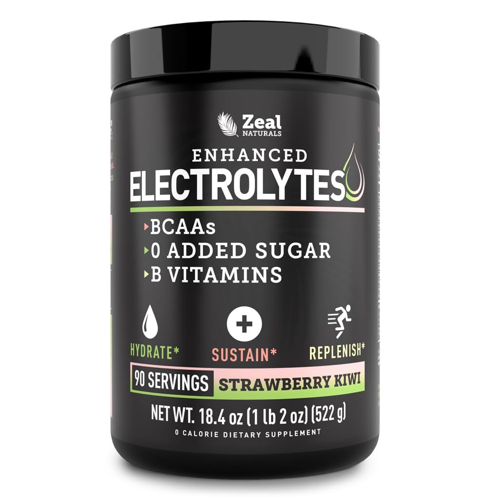 Zeal Electrolyte Powder strawberry kiwi pour showcases refreshing hydration during workouts.