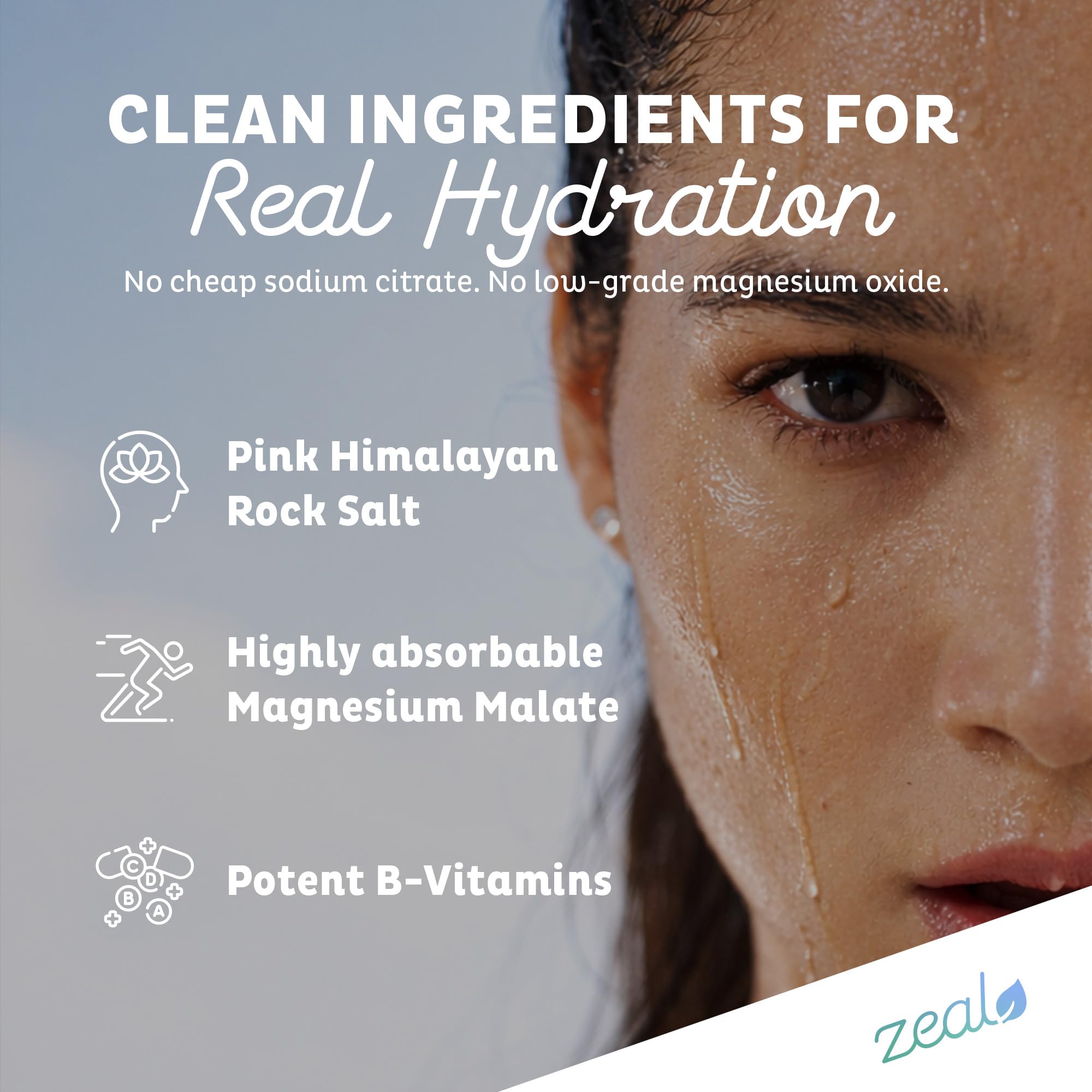 Closeup of Zeal Keto Electrolyte Capsules highlighting premium ingredients.
