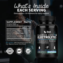 Zeal Keto Electrolyte Capsules poured into water for quick hydration.