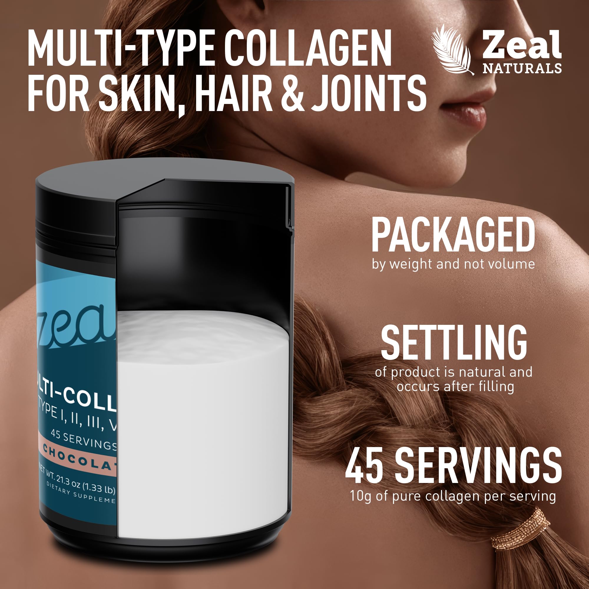 Zeal Naturals collagen powder dissolving in water for smooth mixing into drinks