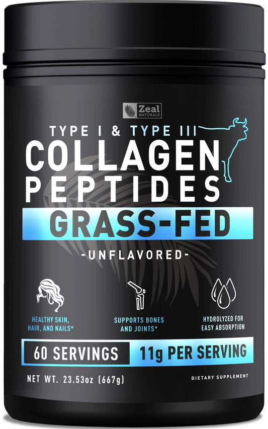 Zeal Naturals collagen powder in an unflavored bag for daily blends