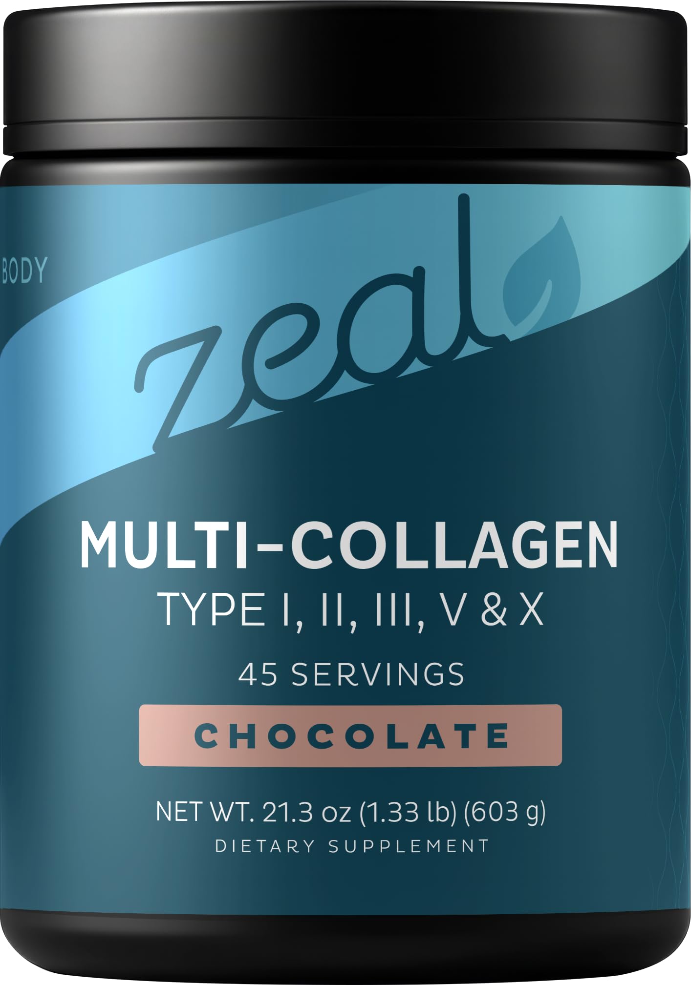 Zeal Naturals Premium Multi Collagen Powder bottle view highlighting convenient daily use for hair and skin benefits