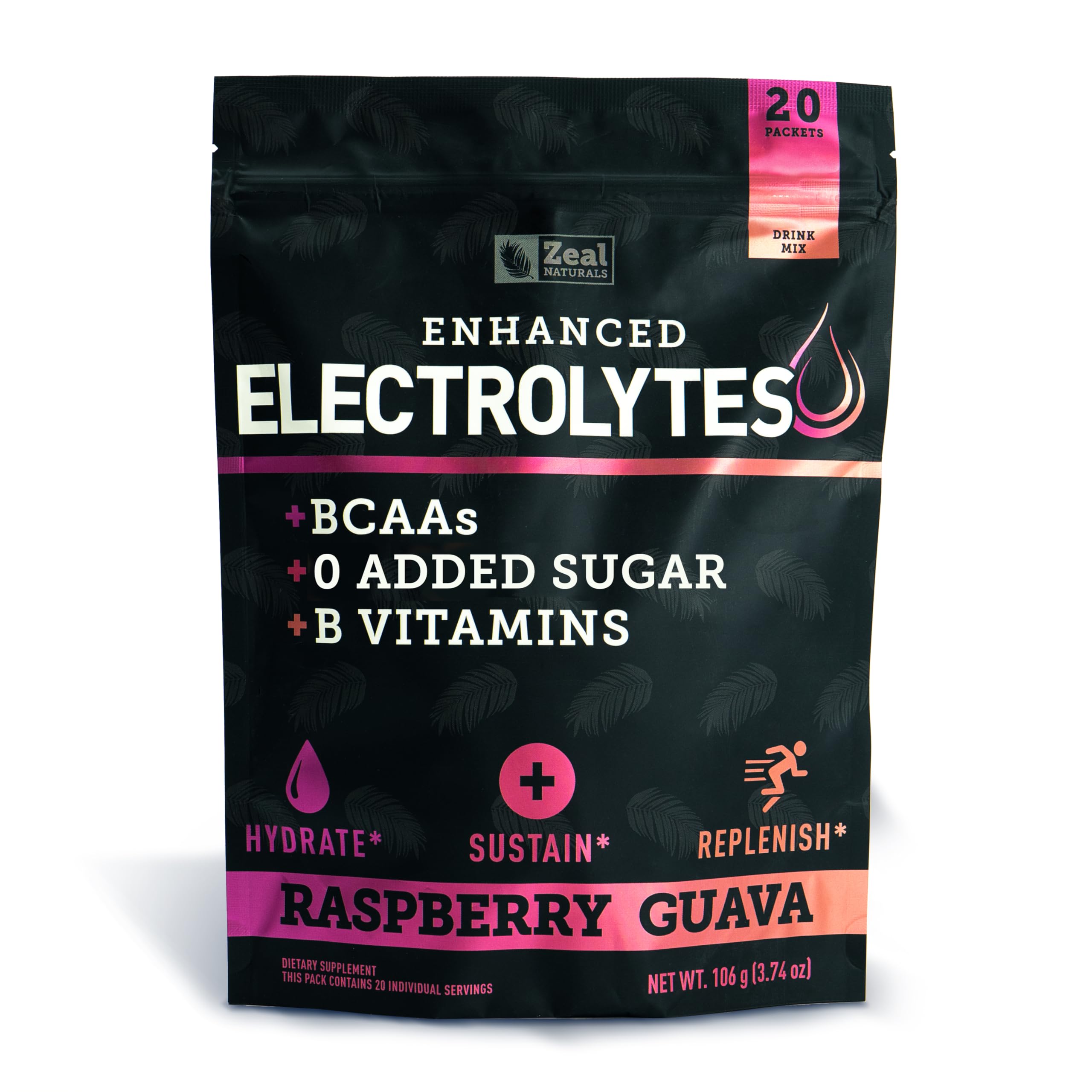 Zeal Naturals Raspberry Guava stick pack front view for on-the-go hydration.