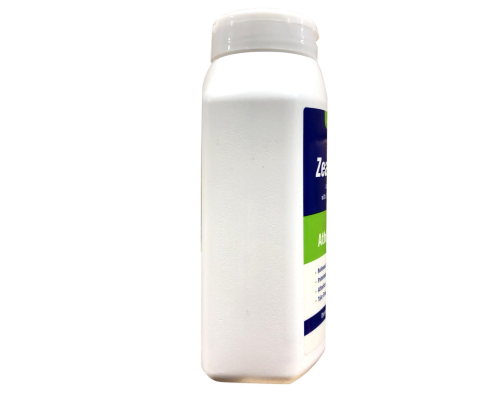 Zeasorb AF on a bathroom shelf illustrates convenient daily moisture management.