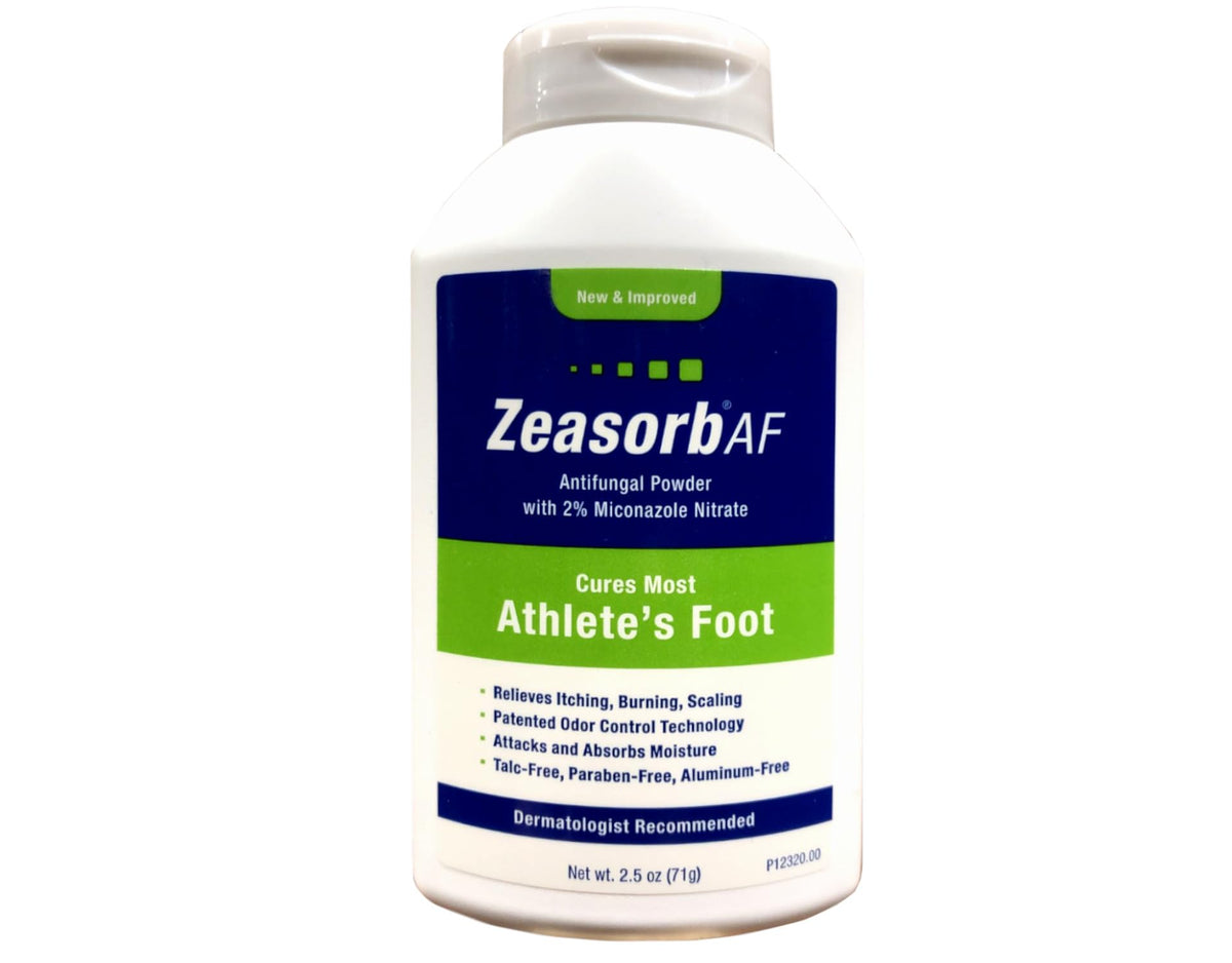 Zeasorb AF Pack 3 bottle pour supports easy, mess-free application for daily foot care.