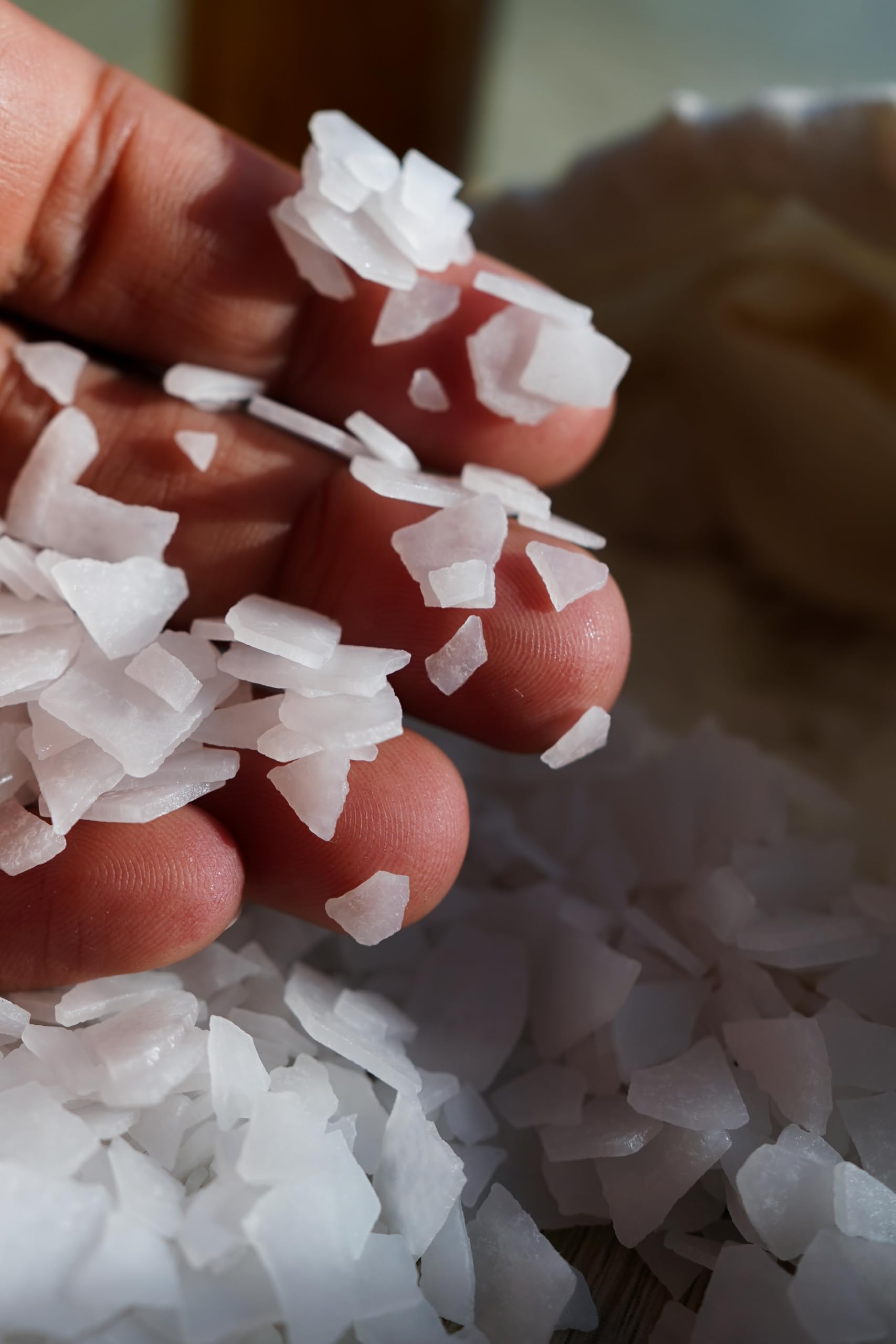 Zechstein Inside closeup magnesium chloride flakes highlights mineral purity and texture
