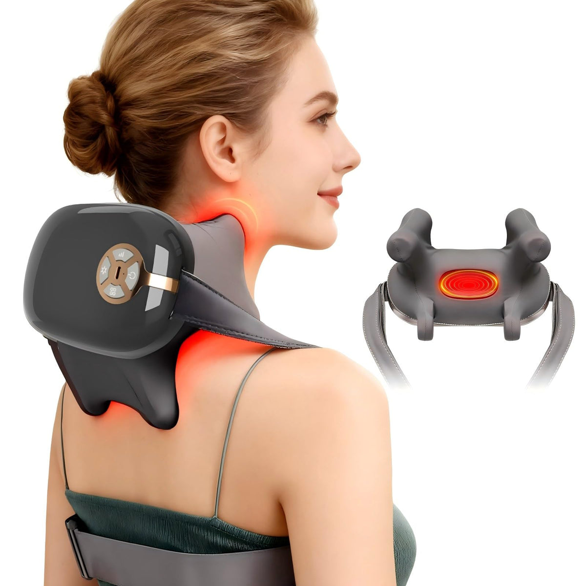 ZEDRIWELL neck massager with heat panel for deep relaxation at home.