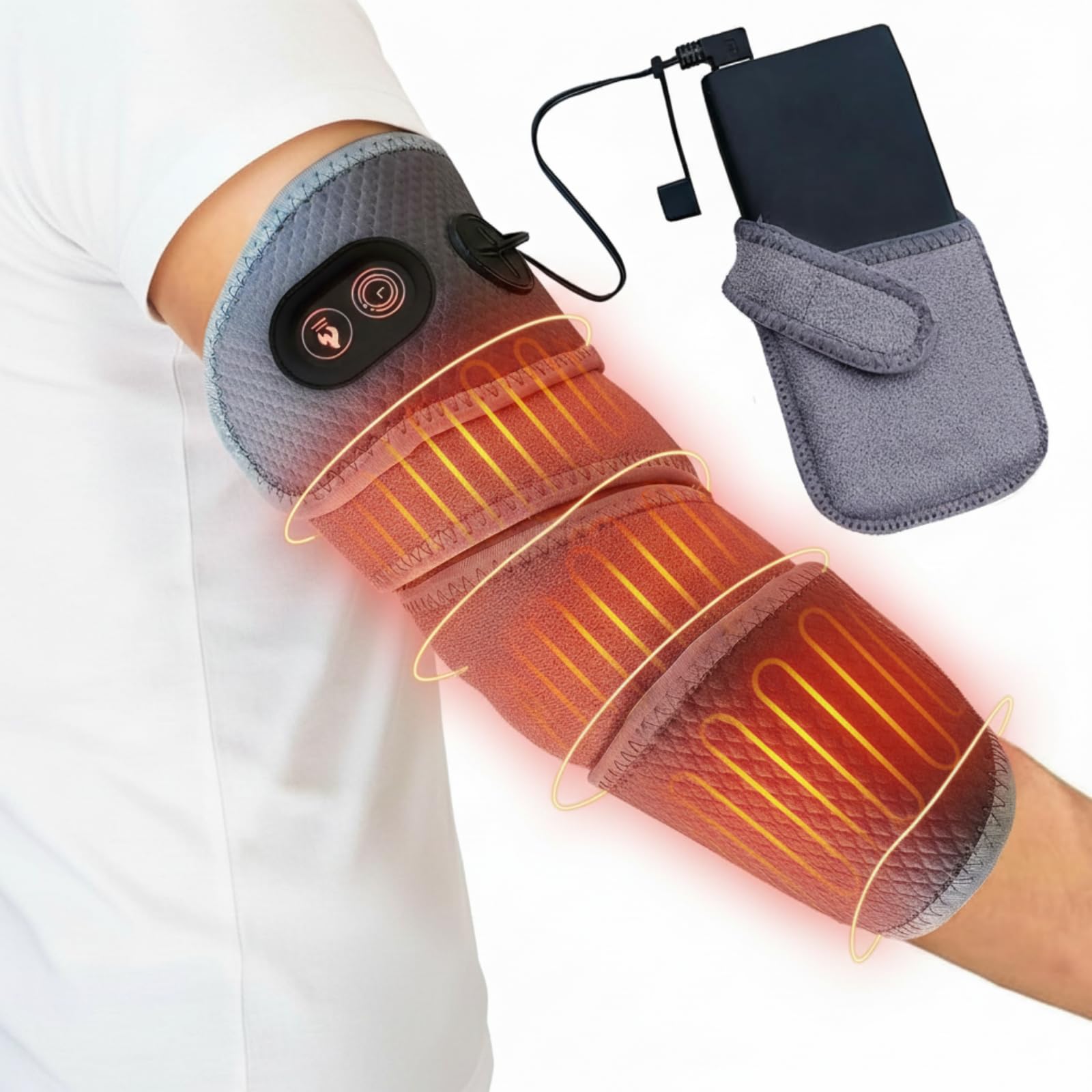 Zeencare arm-elbow-knee heating pad with battery pack for portable warmth