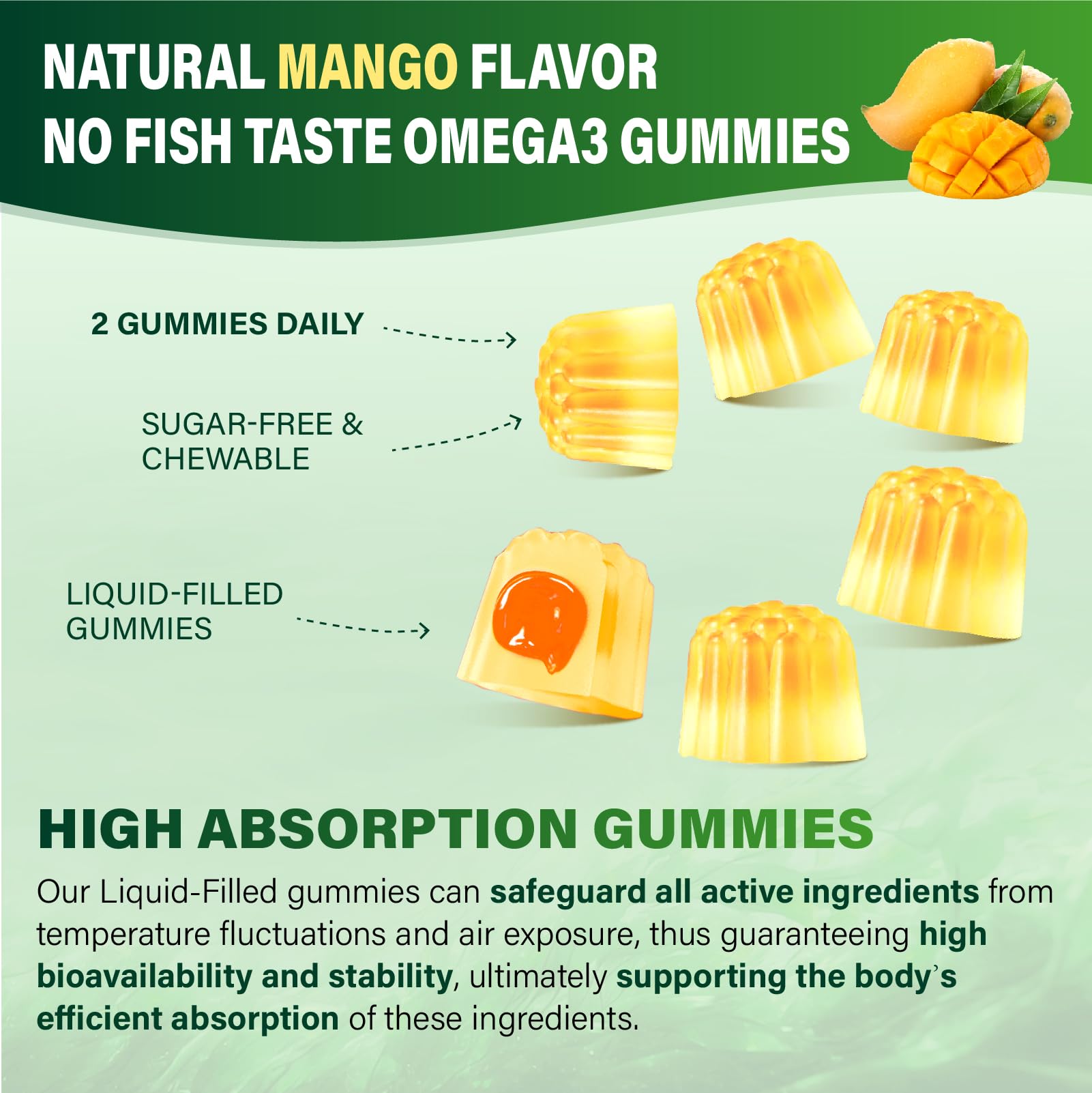 ZEGBALP Omega-3 gummies vegan and non-GMO badge close-up.