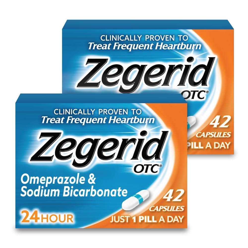 Zegerid OTC bottle front, compact on-the-go relief.