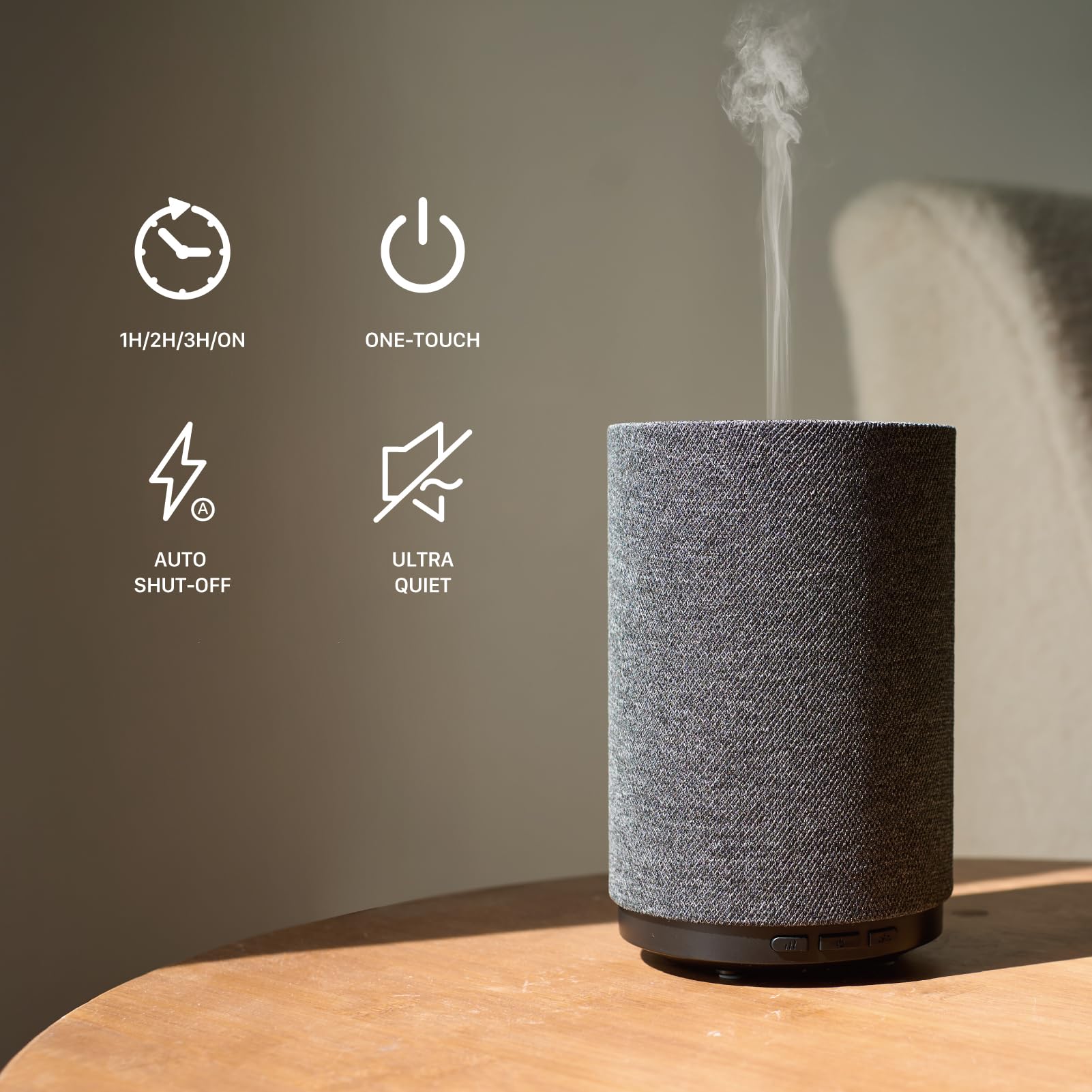 ZEIGGA LAB diffuser showcasing three light settings for mood lighting