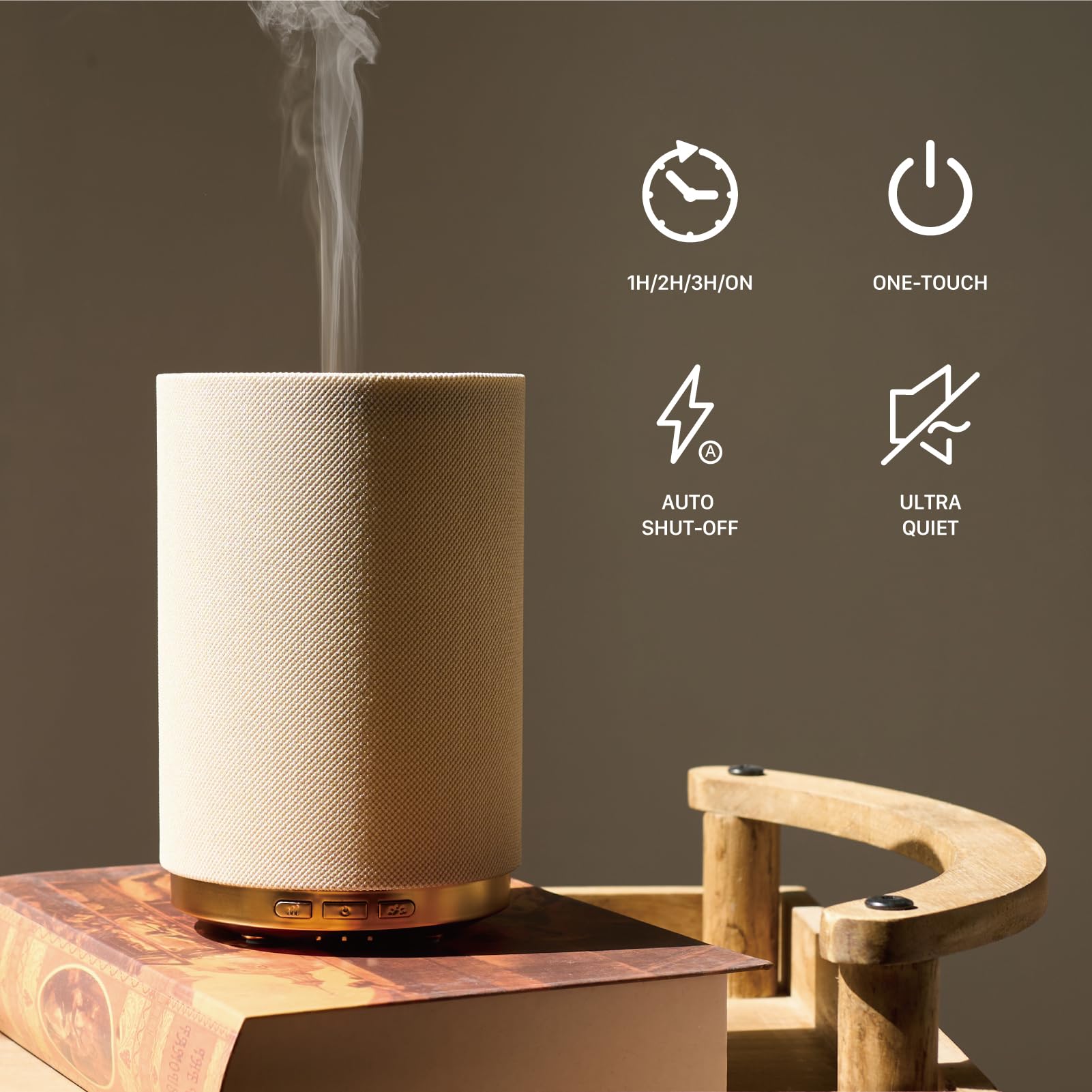 ZEIGGA LAB diffuser with four timer settings for flexible use.