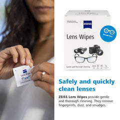 ZEISS ultra-soft, non-abrasive wipes protect lenses while removing dirt.