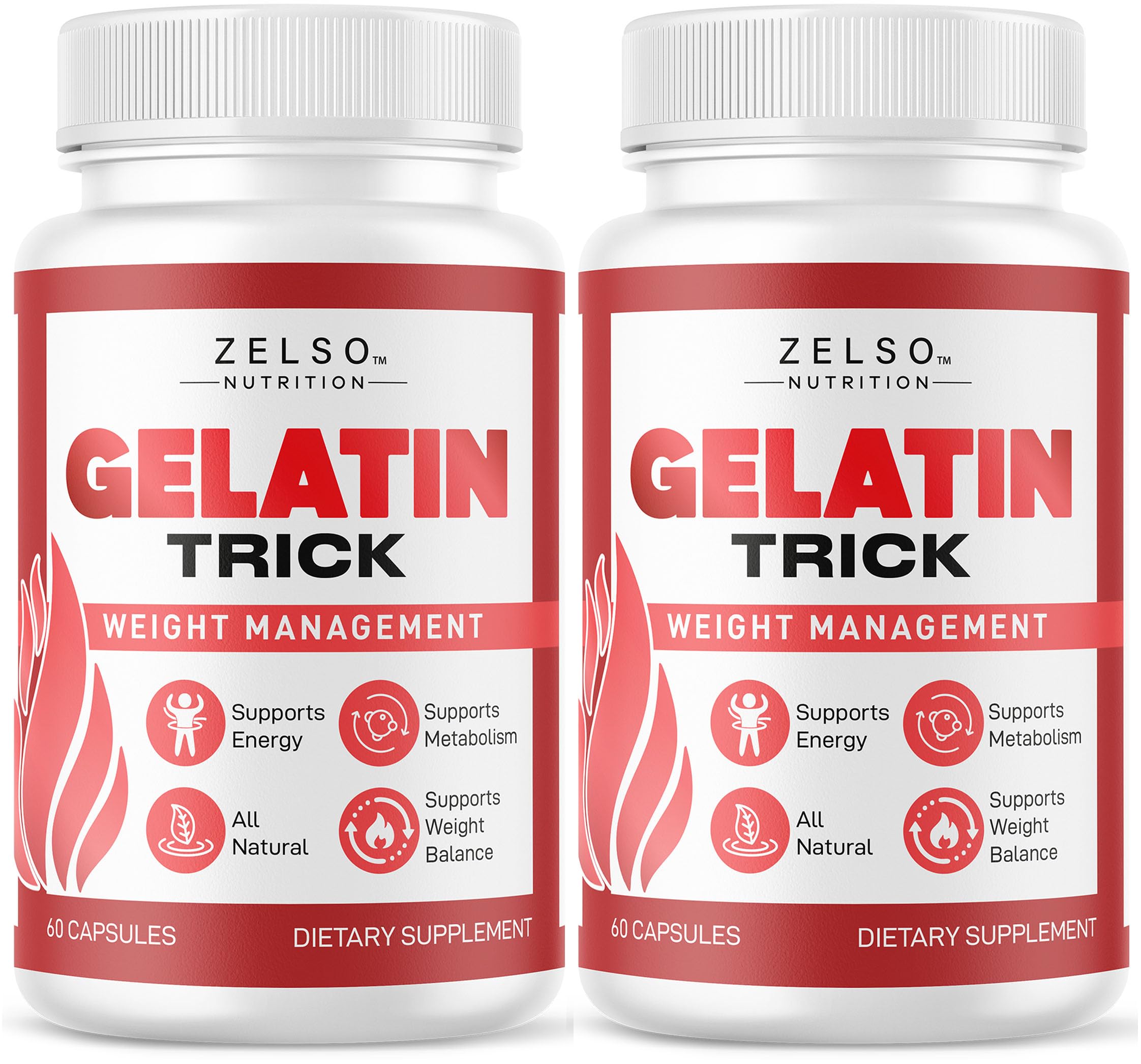 ZELSO Gelatin Trick bottle front showing compact daily energy support