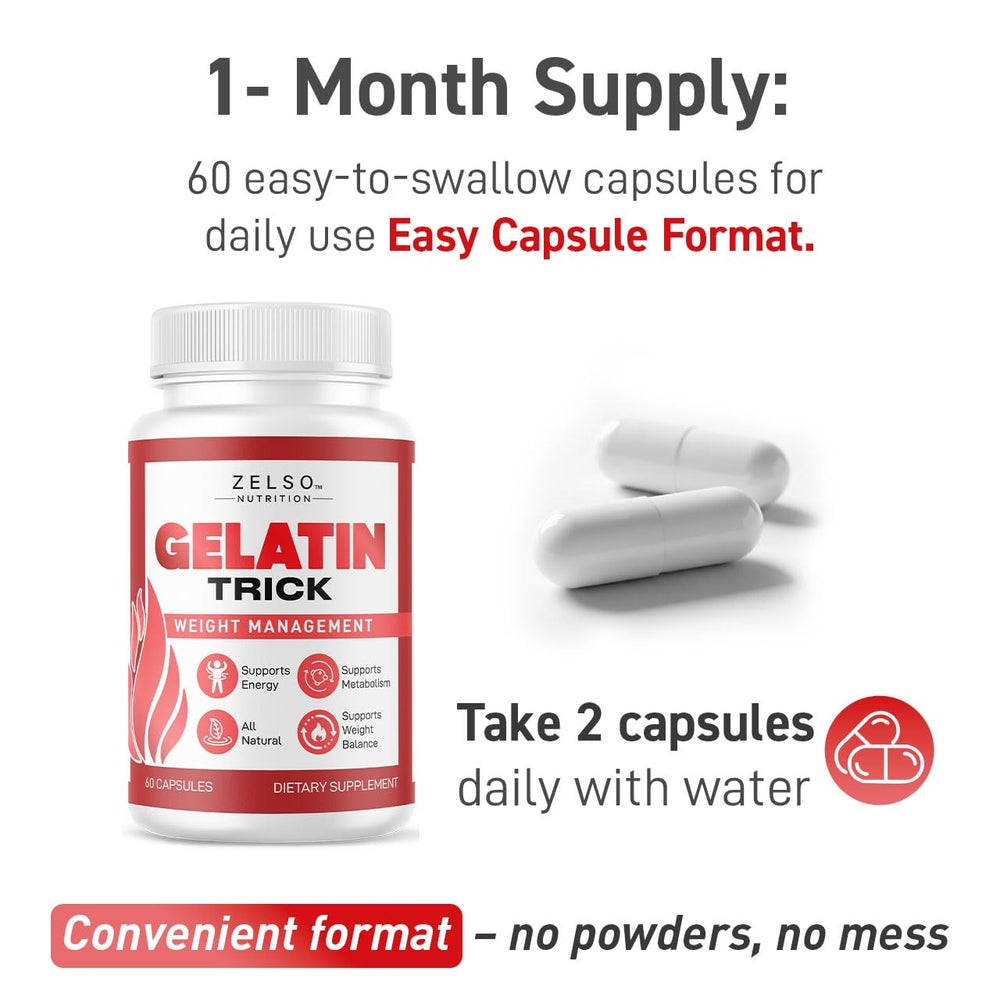 Label close-up showing nutrition information for Gelatin Trick.
