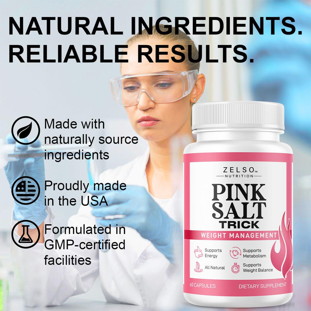 ZELSO Pink Salt Trick packaging with clean label design.
