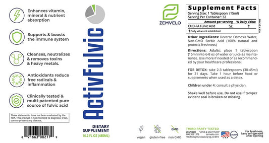 Zemvelo ActivFulvic being poured into juice for easier intake.