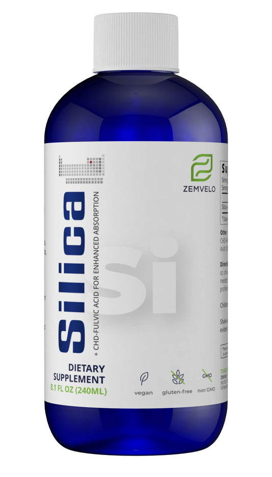 Zemvelo Liquid Ionic Silica bottle pour for easy daily dosing