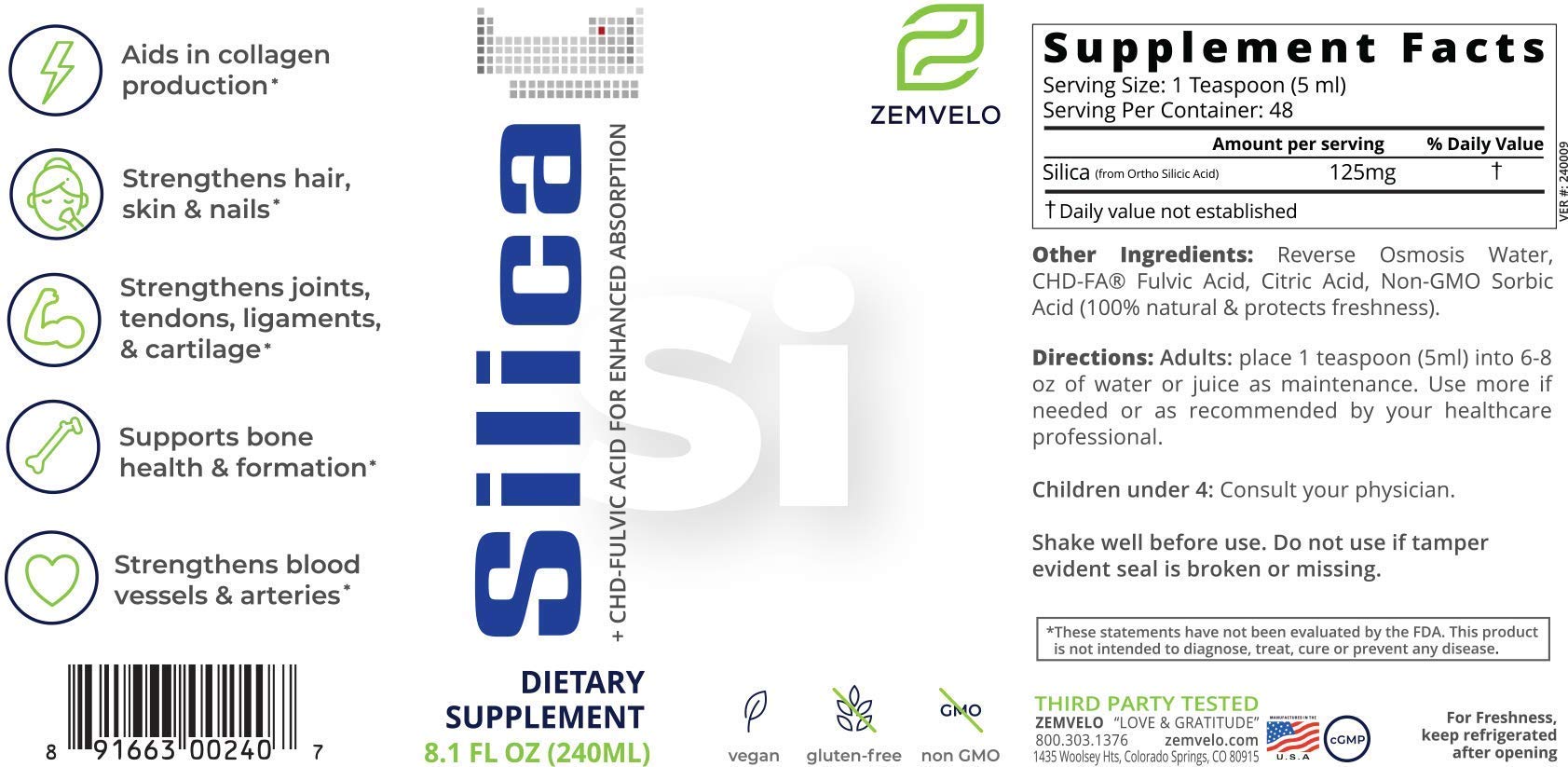 Zemvelo silica drops dispensed into a glass for quick mixing