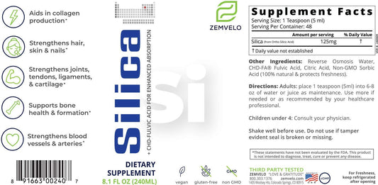 Zemvelo silica drops dispensed into a glass for quick mixing
