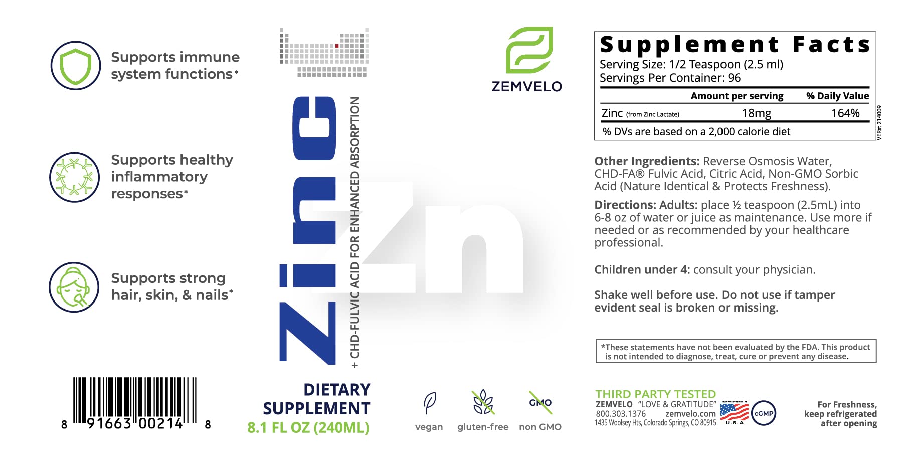 Zemvelo Liquid Ionic Zinc dropper for easy daily dosage