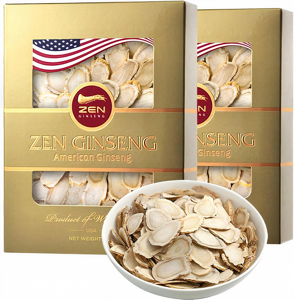Zen Ginseng slices in Wisconsin boxes for natural energy support