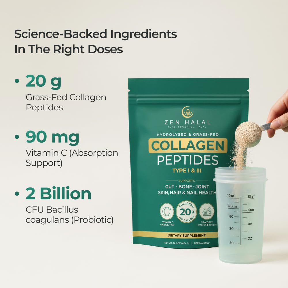 ZEN HALAL Collagen Powder dissolves into tea quickly without altering flavor