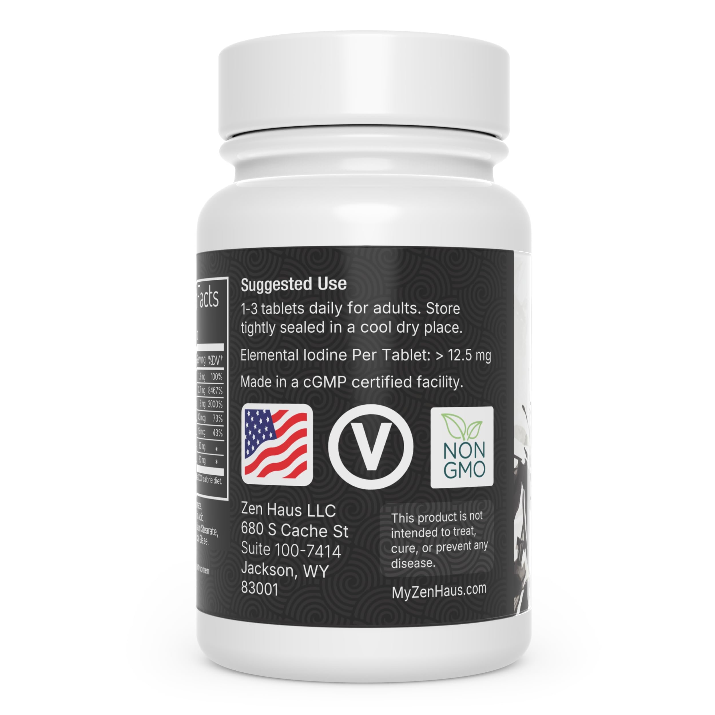 Zen Haus chromium picolinate ingredient label focusing on minerals