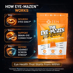 Zen Nutrients EyeMazen gaming session image suggests eye comfort during play.